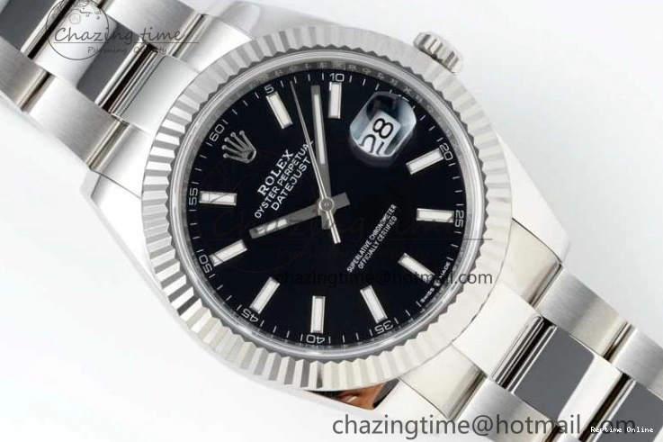 0128 Youthful DateJust 41 126334 NTF 1:1 Best Edition 904L Steel Black Stick Dial on Oyster Bracelet VR 2286